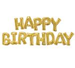 "Happy Birthday" Gold<br>Shaped Phrase Balloon